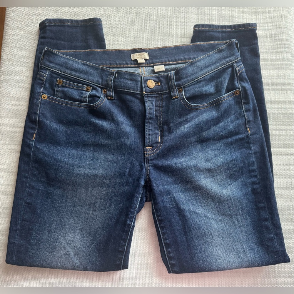 J. Crew Stretch Dark Wash Blue Skinny Jeans Size 28" Waist 26 Inseam Style E7293